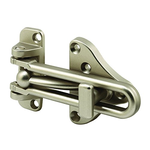 Defender Security U 11316 3-7/8 in. Hinged Bar Lock, High Security Door Guard, Diecast Zinc Construction, Satin Nickel Plated Finish (Single Pack)