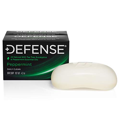 Defense Soap Peppermint Bar Soap 2 Pk | 100% Natural Men's Body Soap with Tea Tree Oil and Eucalyptus Oil to Promote Healthy Skin. Made in USA