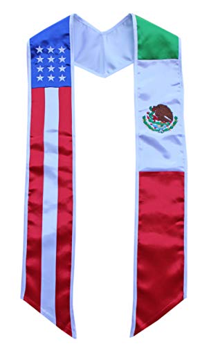 Del Mex Mexico USA American Flag Graduation Stole Sash Latino Hispanic International (Mexican-American)