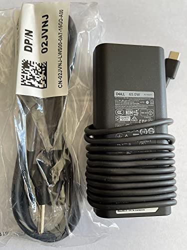 Dell Laptop Charger 65W Watt USB Type C AC Power Adapter LA65NM190/HA65NM190/DA65NM190 Include Power Cord for Dell XPS 12 9250, XPS 13 9350 Compatible with XPS Series and Latitude 5000 Series