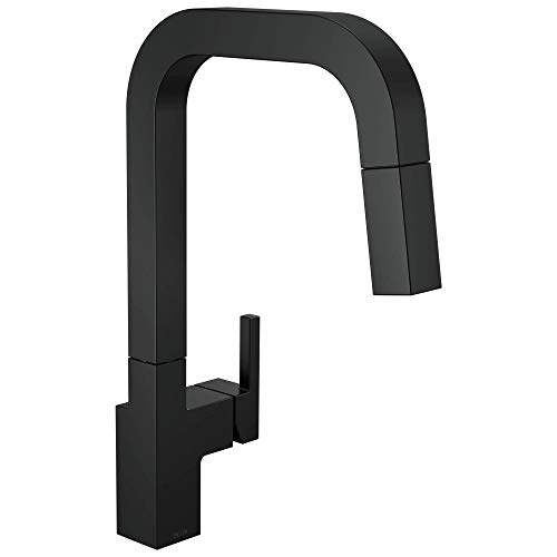 Delta Faucet Junction Matte Black Kitchen Faucet Black, Kitchen Faucets with Pull Down Sprayer, Kitchen Sink Faucet, Faucet for Kitchen Sink, Magnetic Docking Spray Head, Matte Black 19825LF-BL