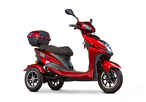 Deluxe Velocity Fast High Performance Recreational Electric Mobility Scooter 3 Wheel – for Seniors Up to 15 Mph & 40 Miles per Battery Charge 500-Watt Motor 400lbs Weight Capacity Red, Blue