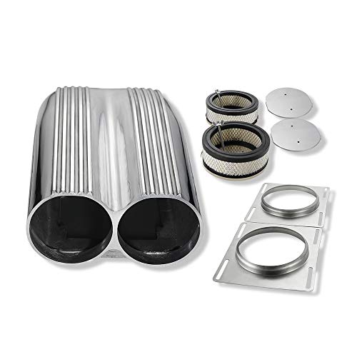 DEMOTOR PERFORMANCE Finned Polished Aluminum Double Barrel Shotgun Intake Air Hood Scoop Kit