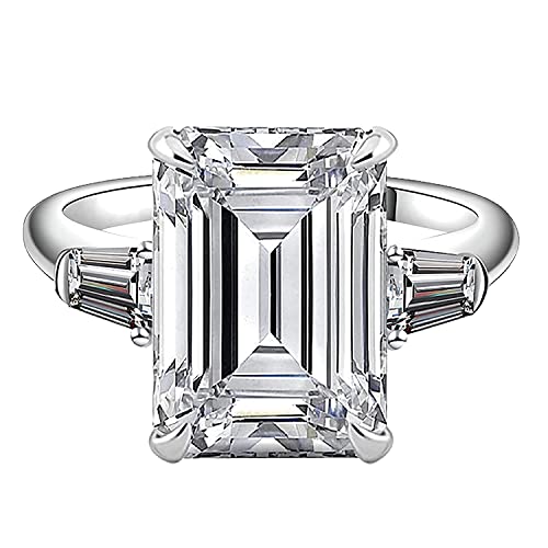 DesignersJewel 5 Carat, Moissanite Ring, Engagement Wedding Ring, 18K White Gold+Authentic Diamonds (side stones) Rings for Women, Gifts for Mum Her