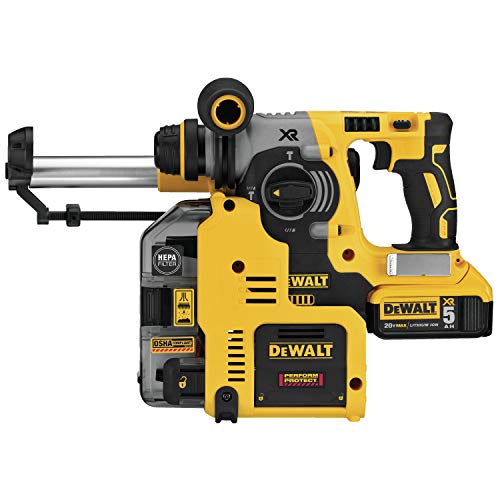 DEWALT 20V MAX XR Rotary Hammer, SDS Plus, L-Shape, On-Board Dust Extractor, 1-Inch (DCH273P2DHO)