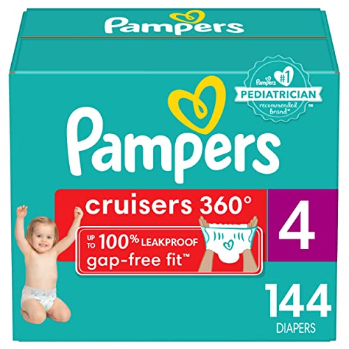 Diapers Size 4, 144 Count - Pampers Pull On Cruisers 360° Fit Disposable Baby Diapers with Stretchy Waistband, (Packaging & Prints May Vary)