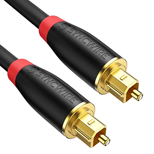 Digital Optical Audio Cable Toslink Cable - [24K Gold-Plated, Ultra-Durable] [S] Syncwire Fiber Optic Male to Male Cord for Home Theater, Sound Bar, TV, PS4, Xbox, Playstation & More – 5.9ft