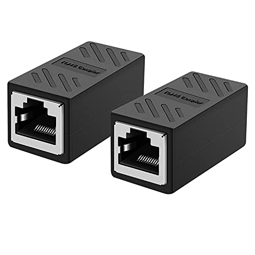 Dignsun RJ45 Coupler Female to Female Ethernet Coupler in-Line Coupler for Cat7 Cat6 Cat5 Cat5e Ethernet Cable Extender Adapter (2Pack, Black)