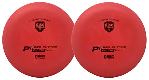 Discmania D-line P1 Flex 2 Disc Golf Putter, Straight Flying Putter PDGA Approved Putter 173-176g Set of 2 (Colors May Vary)