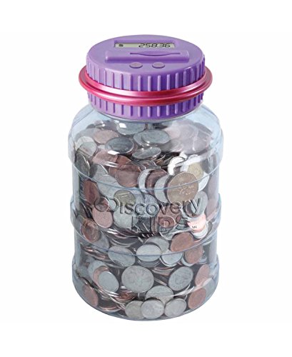 DISCOVERY KIDS Digital Coin-Counting Money Jar with LCD Screen, Keeps Track of Balance, Battery Operated, Piggy Bank Savings Jar for US Coins