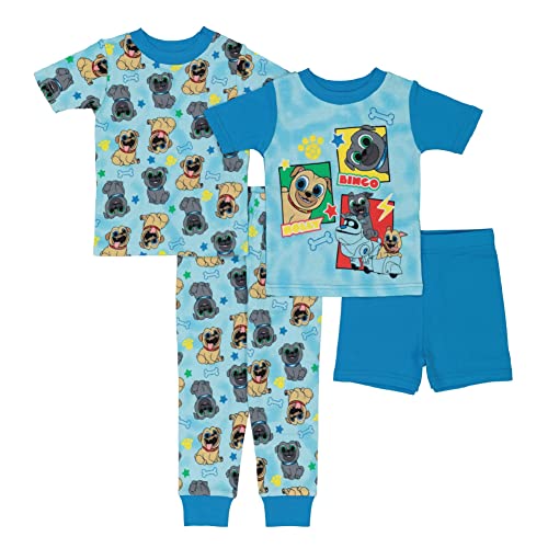 Disney Boys' Puppy Dog Pals 4-Piece Snug-Fit Cotton Pajamas Set, BEST PALS, 2T