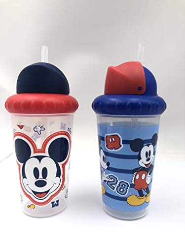 Disney Cudlie Baby Boy Mickey Mouse 10 oz Pack of 2 Sippy Cups with Straw & Easy Close Lid