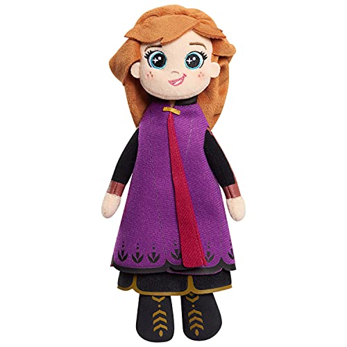 Disney Frozen Talking 9.5 Inch Small Plush Toy, Anna In Her Black Travel Dress and Purple Cape, by Just Play