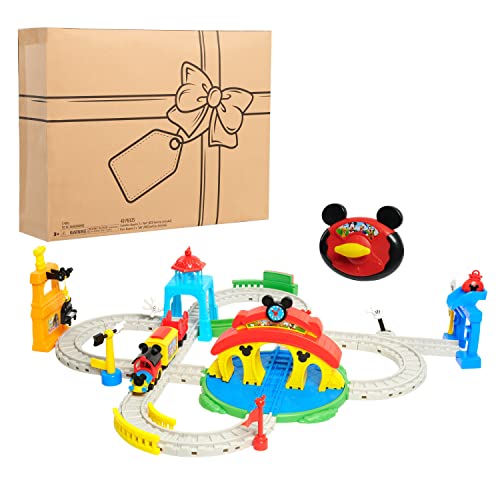 Disney Junior Mickey Mouse Around Town Track Set, 35-piece Remote Control Toy Train, Officially Licensed Kids Toys for Ages 3 Up, Gifts and Presents, Amazon Exclusive