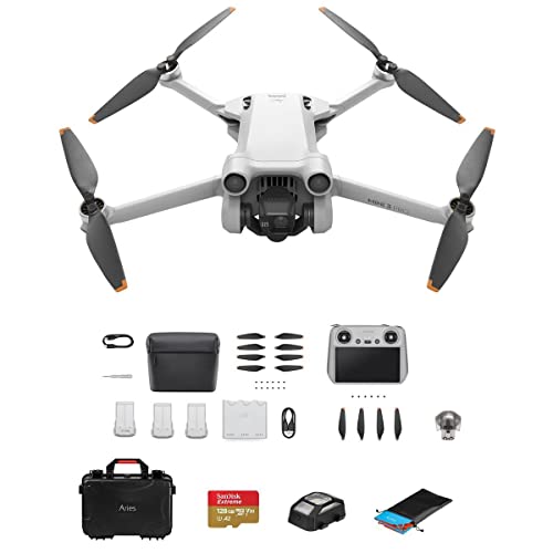 DJI Mini 3 Pro Drone with RC Remote Controller Bundle with Fly More Kit Plus, Hard Shell Case, 128GB Memory Card, Anti-Collision Light, Landing Pad