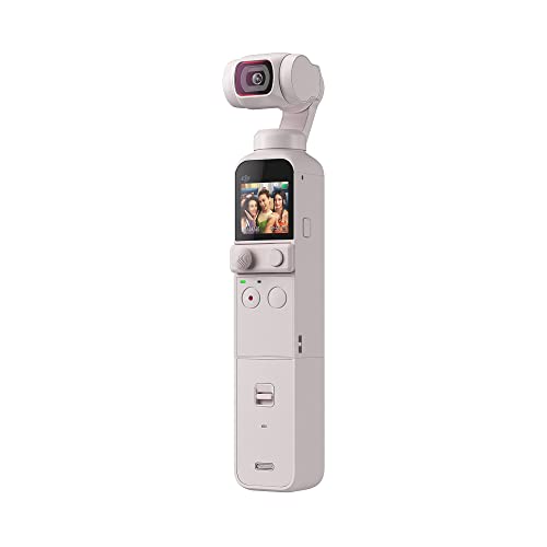 DJI Pocket 2 Exclusive Combo (Sunset White) - Pocket-Sized Vlogging Camera, 3-Axis Motorized Gimbal, 4K Video Recorder, 64MP Photo, ActiveTrack 3.0, YouTube TikTok Video, for Android and iPhone