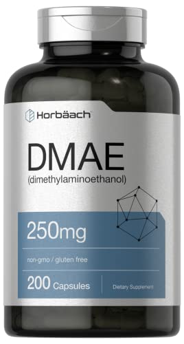 DMAE Supplement 250mg | 200 Capsules | Non-GMO, Gluten Free | DMAE Bitartrate | by Horbaach