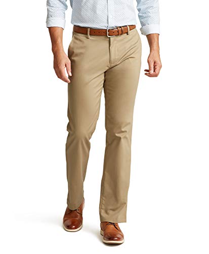 Dockers Men's Straight Fit Signature Lux Cotton Stretch Pant, New British Khaki, 32W x 34L