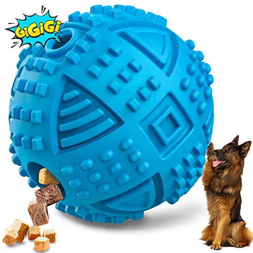 Dog Balls Treat Dispensing Dog Toys, Dog Toys for Aggressive Chewers Large Breed, Nearly Indestructible Squeaky Dog Chew Toys for Large Dogs, Natural Rubber Dog Puzzle Toys, Tough Dog Treat Balls