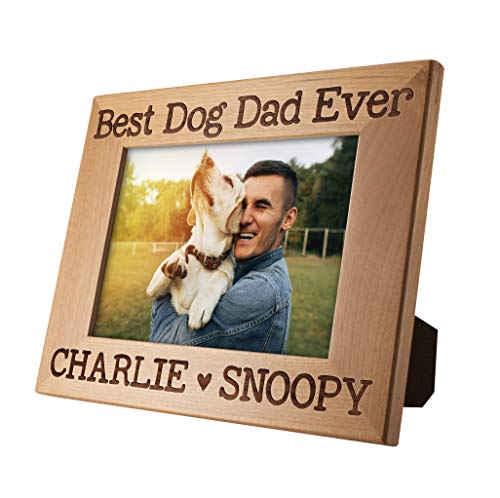 Dog Dad Gifts, Best Dog Dad Ever Personalized Picture Frame | 5x7 | Custom Engraved Frames w Name - Gifts for Dog Dad From Daughter - Dog Father Gift