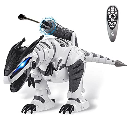 Dollox Remote Control Dinosaur Robot RC Interactive Electronic Pet Dinosaur Programmable Robotic Dino T-rex Toys with Fight Mode Walking Singing Dancing Shooting Gift for 3-10 Year Old Kids