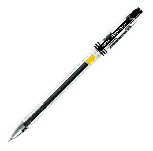 DONG-A Fine-Tech Excellent Writing, 0.3 mm, Gel Ink Roller Ball Pens, Black (Pack of 12)