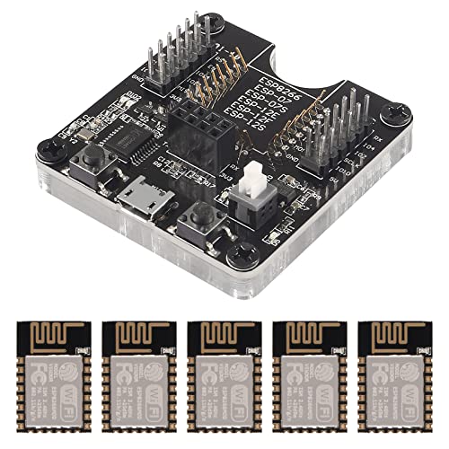 DORHEA ESP8266 Code Burner Firmware Downloader Flash Download Tool Test Board + 5pcs ESP-12E ESP12E WiFi Module, Wireless Transmission Serial Transceiver Receiver