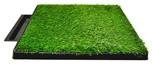 Downtown Pet Supply Dog Potty Pad - Puppy & Dog Housebreaking Supplies - Super Potty Trainer System with Soft Turf Grass and Plastic Drawer & Wall - Dog Pee Pads Holder - 20 in x 25 in