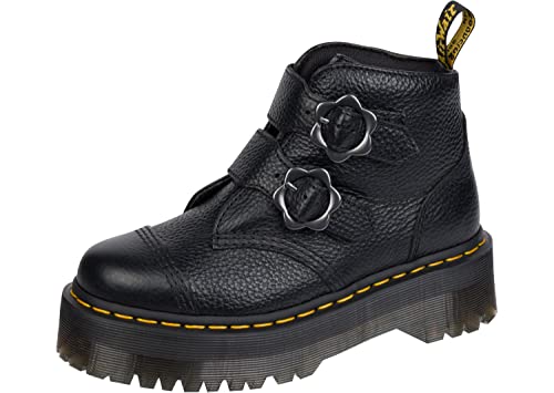 Dr. Martens Women's Devon Flower Ankle Boot, Black, 7