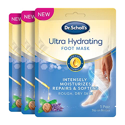 Dr. Scholl's Ultra Hydrating Foot Mask 3 Pack , Intensely Moisturizes Repairs and Softens Rough Dry Skin with Urea, 3 Count 1 Pair