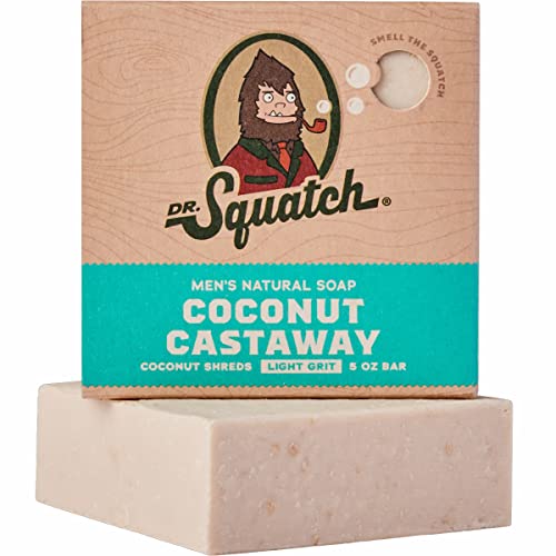 Dr. Squatch All Natural Bar Soap for Men with Light Grit, Coconut Castaway 5 Ounce (Pack of 1) 0.02 pounds