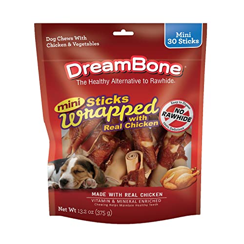 DreamBone Mini Chicken-Wrapped Sticks, 30 Ct, Rawhide-Free Chews for Dogs