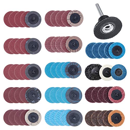 DRILLPRO 70Pcs Sanding Discs Set, 2 inch Quick Change Discs with 1/4 inch Holder, Surface Conditioning Discs for Die Grinder Surface Strip Grind Polish Burr Finish Rust Paint Removal(Updated)