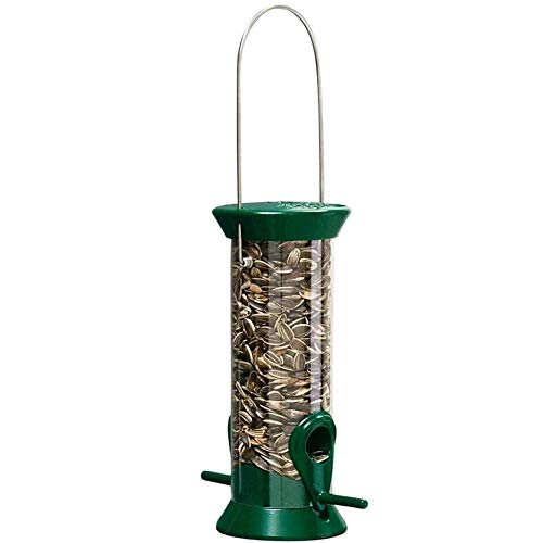 Droll Yankees New Generation Tube Feeder, Sunflower or Mixed Seed Bird Feeder, 8-Inches, Green