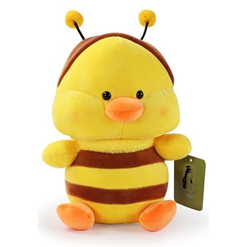 Duck Bee Stuffed Animal, Cute 10” Inch Plush Yellow Chick in Bumblebee Outfit, Bee Duck Stuffed Animal, Baby Safe Toy Duck for Girls & Boys, Soft Bee Duckling Plush Gifts for Kids, Easter, Children