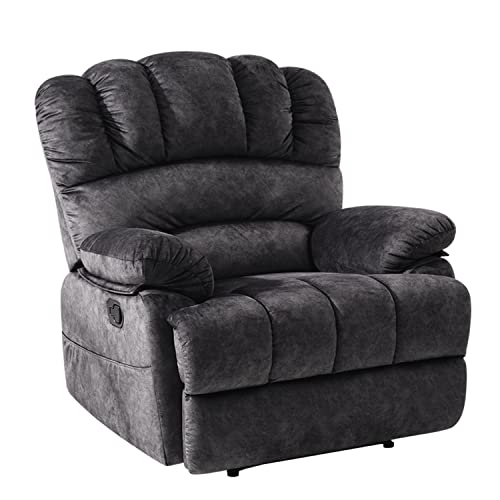 EASELAND Extra Large Push Back Recliner for Big and Tall, Extra Wide and Overstuffed Breathable Oversize Lazy Recliners (Dark Grey)