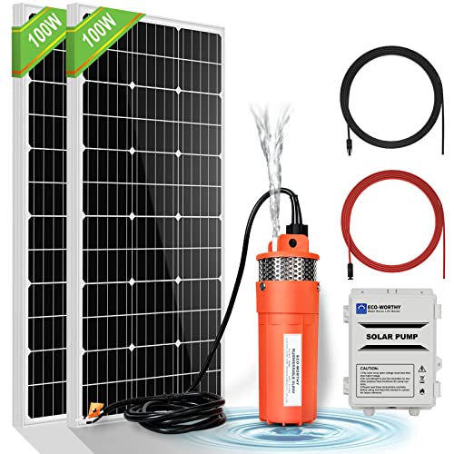 ECO-WORTHY 24V Water Submersible Well Pump Kit Solar Water Pump 200W Solar Panel for deep well Irrigation Livestock Filling Water Tank - DELIVERY IN 2 PARCELS