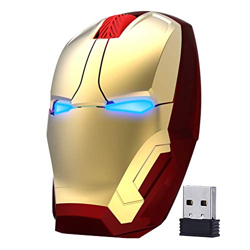 ECOiNVA Wireless Iron Man Mouse 2.4G Optical Computer Mouse for Desktop Laptop PC Mac (Gold)