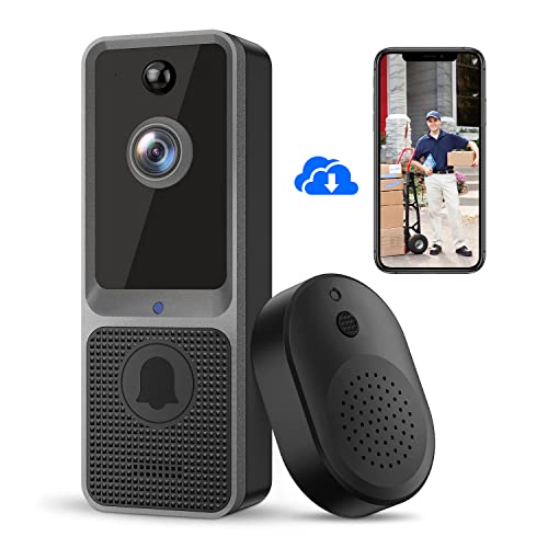 EKEN Doorbell Camera Wireless Smart Video Doorbell Wireless with Chime, Motion Detector, 2-Way Audio, HD Live Image, Night Vision, Cloud Storage, 2.4G WiFi, 100% Wire-Free, Battery Powered