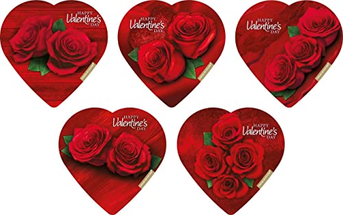 Elmer Chocolate Valentine's Day Rose Flowers Heart Shaped, 2 Ounce Chocolate Gift Box - 18 Count Case