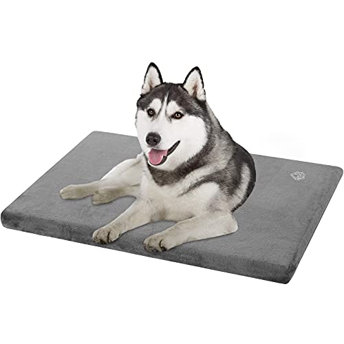 EMPSIGN Stylish Dog Bed Mat Dog Crate Pad Mattress Reversible (Cool & Warm), Water Proof Linings, Removable Machine Washable Cover, Firm Support Pet Crate Bed for Small to XX-Large Dogs, Grey