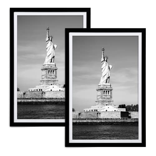 ENJOYBASICS 12x18 Picture Frame, Display Poster 11x17 with Mat or 12 x 18 Without Mat, Wall Gallery Photo Frames, Black, 2 Pack