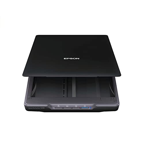 Epson Perfection V39 Color Photo & Document Scanner with Scan-To-Cloud & 4800 Optical Resolution, Black