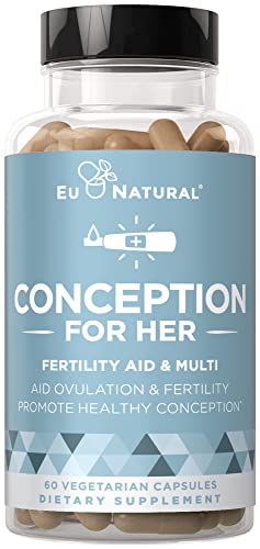 Eu Natural Conception Fertility Aid & Multi – Promotes Hormone Balance for Women – Pre-Prenatal Vitamin with Ashwagandha, Folate, Folic Acid, Vitex, and Myo-Inositol – 60 Vegetarian Soft Capsules