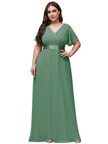 Ever-Pretty Womens Ruched Bust Empire Waist Long Wedding Guest Dresses 20 US Light Green