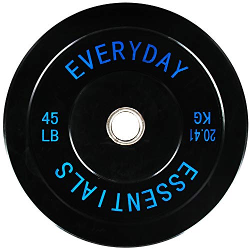 Everyday Essentials Color Coded Olympic Bumper Plate Weight Plate w Steel Hub, Single, Black