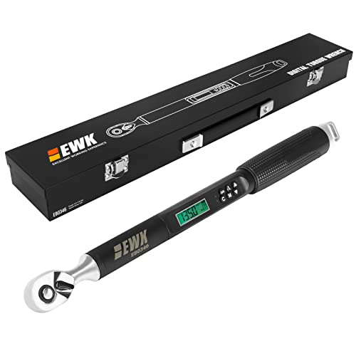 EWK 3/8" Drive Electronic Digital Angle / Torque Wrench, 5 - 100 Ft-Lbs (6.8 - 135 Nm), with Buzzer and LED Flash Notification