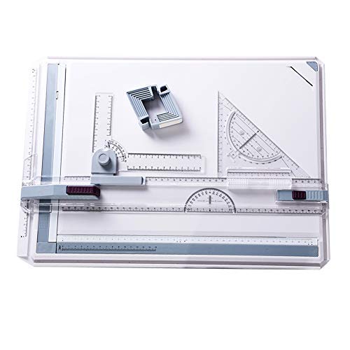 ExGizmo A3 Drawing Table Board, Adjustable Measuring System Angle Parallel Motion Drawing Board