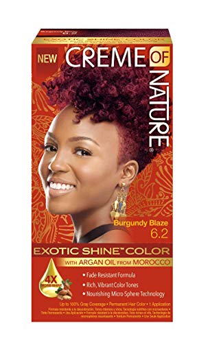 Exotic Shine Hair Color by Creme of Nature, 6.2 Burgundy Blaze, with Argan Oil from Morocco, 1 Application