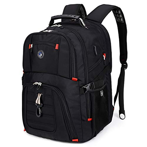 Extra Large 52L Travel Laptop Backpack with USB Charging Port Fit 17 Inch Laptops for Men Women (Black)